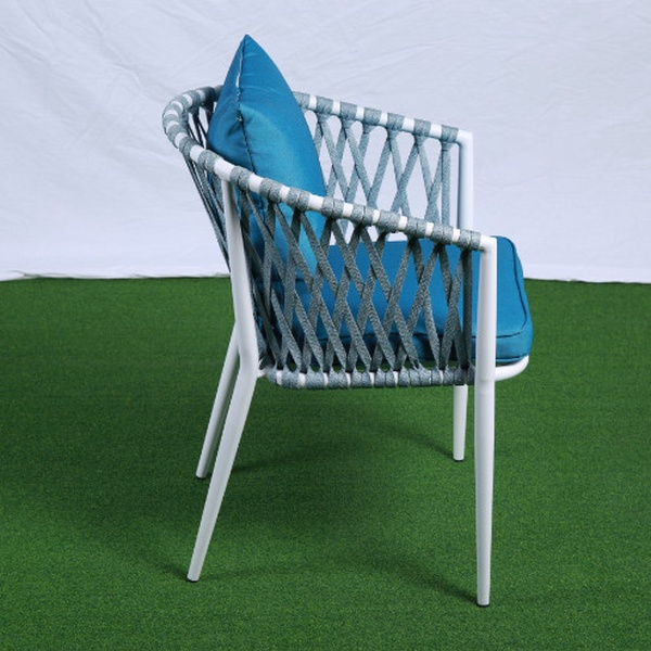 Rope Aluminum Diner Chaises Restaurant Woven Dining Chair【I can-20128】