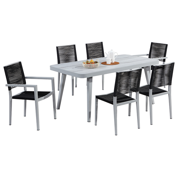 Luxury Modern Turkish RopeGlass White Table Set Dining Room Furniture【I can-50039】