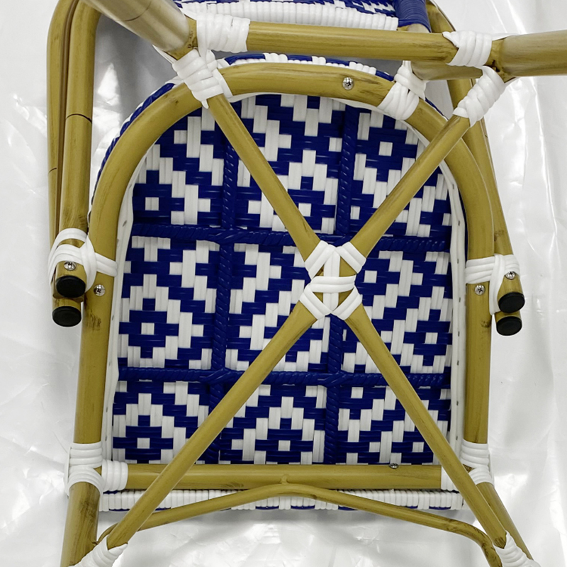 Custom Height Blue Rattan Chair
